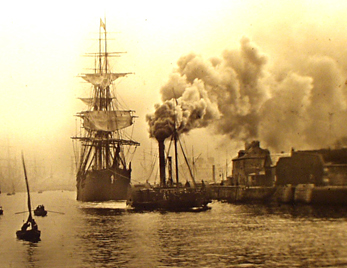 Dampfschlepper im Hafen Bremen